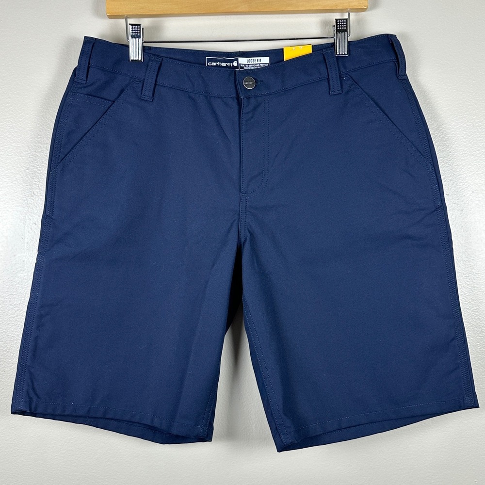 Carhartt Women's 12 Work Shorts Navy Blue Rugged Flex Canvas Workwear NEW